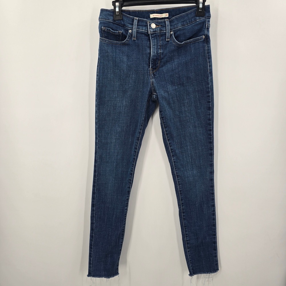 Levis 311 Shaping Skinny Jeans Womens 28 Dark Wash Raw Hem Denim‎ Blue Mid Rise